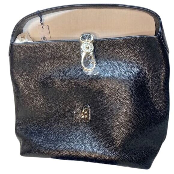 New Dooney & Bourke Logo Lock Shoulder Bag Black - Picture 1 of 9
